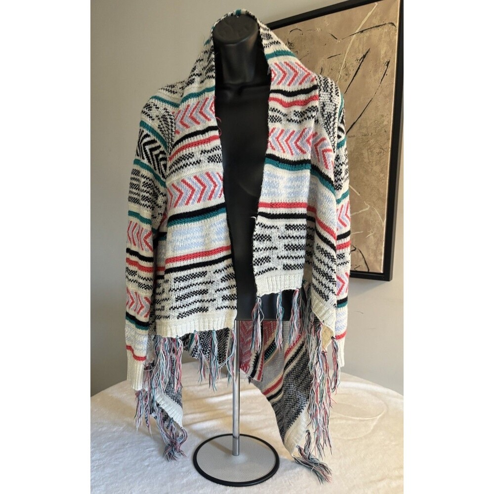 Nobo Open Cardigan Large Aztec Style Fringes